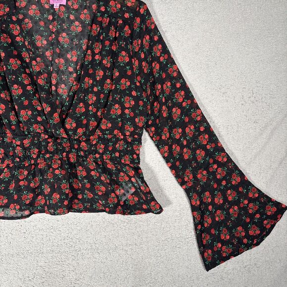 Mi Ami Francescas Top Size L Babydoll Rose Sheer Whimsigoth Dark Fairy Witchy - Picture 3 of 14